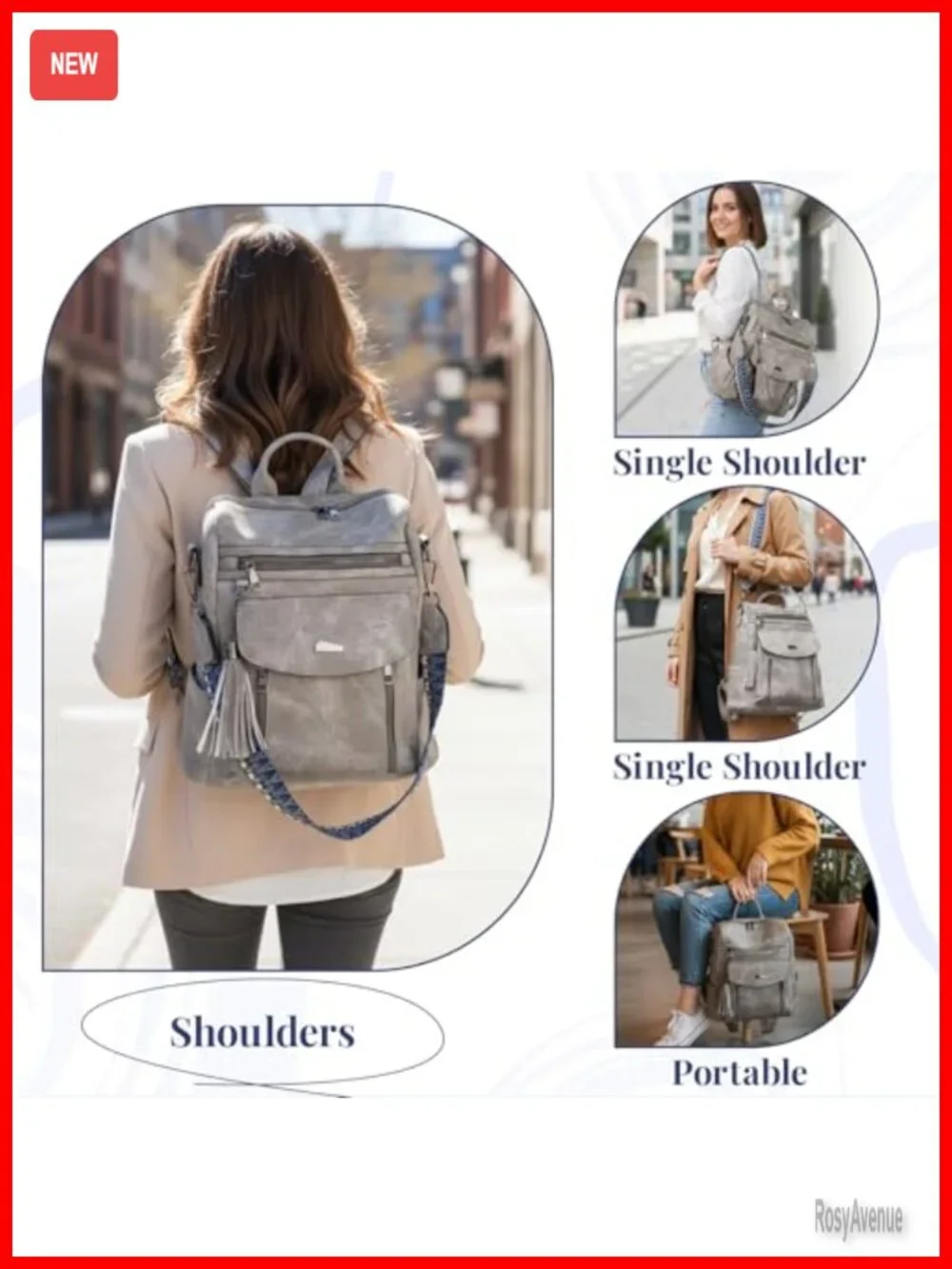 PU Leather Small Tassel Backpack for Women Convertible Mini Backpack Purse